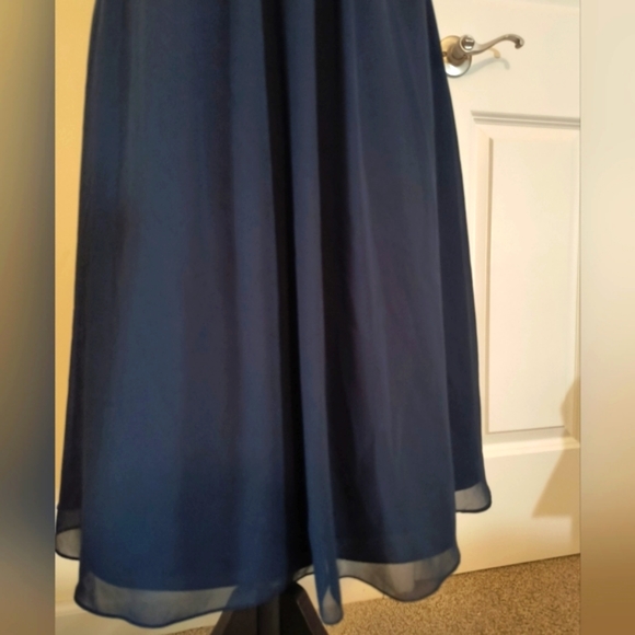 Bill Levkoff Navy Blue Shiloh Chiffon Sweetheart Bridesmaid Dress Size 10 - Picture 8 of 12